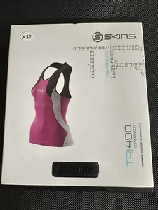Skins Tri 400 Women's Racer Back Top, Black/Orchid, Size XS, New - Picture 1 of 2