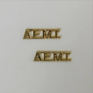 AEMT- Gold Police/Fire Collar Brass - Pin & Clutch Backing - NEW - Rank Insignia - Picture 1 of 4