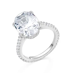 Crysttal Oval Cut Full Eternity Solitaire Ring 925 Sterling Silver Non-Tarnish - Picture 1 of 5