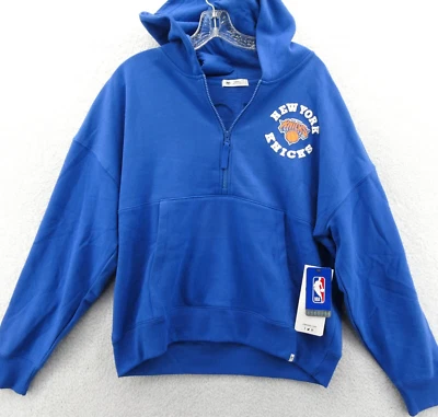 Sudadera con Capucha New York Knicks Pequeña Mujer '47 Marca Baloncesto 1/4 Cremallera Azul Foto 1 de 4
