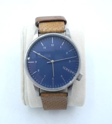 Komono Watch Mens SILVER Dial Soft TAN Leather Band Quartz Movement The Winston - Image 1 of 4