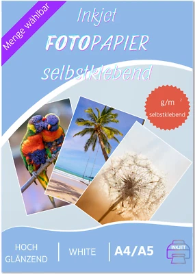 Fotopapier selbstklebend, glänzend, 115g/m² Format und Menge nach Wahl Inkjet - Bild 1 von 4