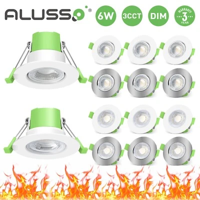 Recessed Fire Rated Ceiling LED Downlights IP65 Spotlights Downlighters 6W - Image 1 of 4