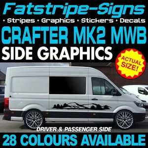 to fit VW CRAFTER MK2 MWB GRAPHICS STICKERS DECALS STRIPES CAMPER VAN MOTORHOME - Picture 1 of 2