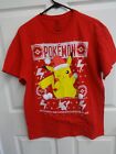 T-shirt Vintage Pokémon Pikachu Noël Exclusif Rouge Hommes Grand