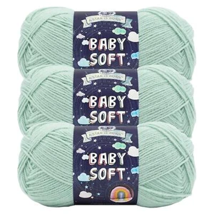 (3 Pack) Lion Brand Yarn 920-172Z Baby Soft Yarn, Dusty Green - Picture 1 of 6
