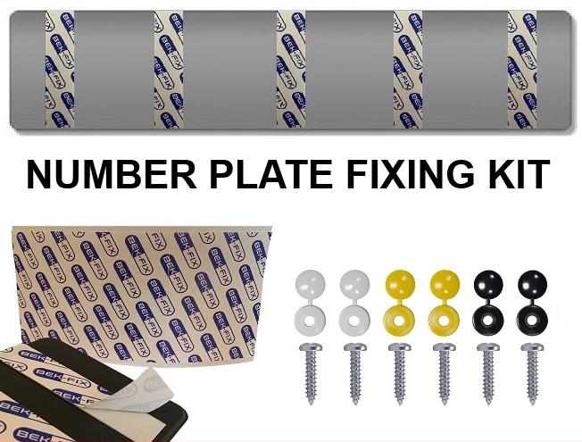 License Plate Fixings Fixing Fitting Kit 6 Pack Of Caps, Screws & 8 Sticky Pads - Image 1 of 1