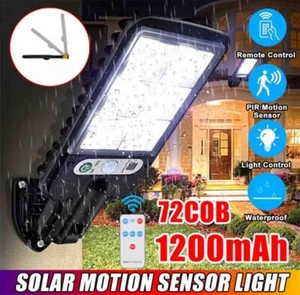 LED Solar Powered Night Safety Street Light With Motion Sensor & Remote Control - Picture 1 of 7