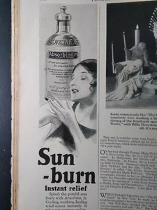Absorbine Jr 1926 anuncio original raro muy buen estado arte aleta piel playa quemaduras solares Springfie - Imagen 1 de 5