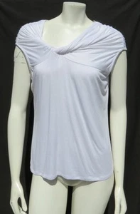 NEW $58 MONAMIE USA Bright White Jersey Knit Twist Tee Shirt Tank Top size L XL - Picture 1 of 6