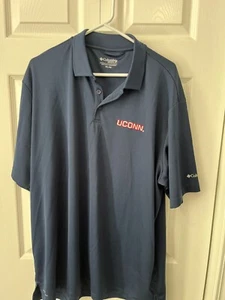UCONN Huskies Columbia Men's Gray Golf/ Polo Shirt XXL Excellent Condition - Picture 1 of 2