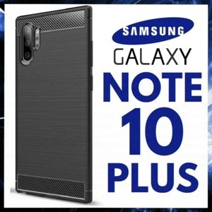 CUSTODIA PER SAMSUNG GALAXY NOTE 10 PLUS COVER NERA OPACA CARBON TPU ULTRA SLIM - Zdjęcie 1 z 4