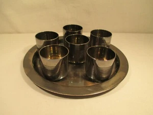 Schnapsglas Schnapsbecher Stamperl Set aus Metall Art Deco alt - Bild 1 von 10