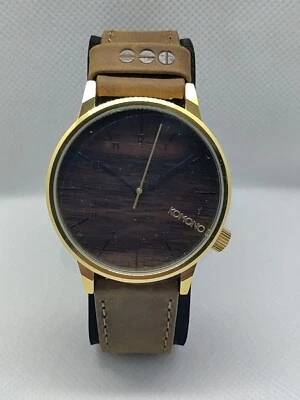 Komono Winston Men's Watch Wood Gold Japanese Quartz Movement Leather Band - Image 1 of 4