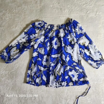 Blusa y camisola sin mangas Daisy Fuentes para mujer mediana cobalto transparente mangas 3/4 Foto 1 de 4