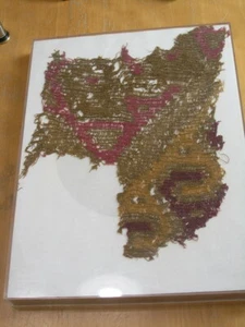 Antiguo precolombino Chancay Colorido Red/Fragmento Textil de Gasa 12x16" Estuche - Imagen 1 de 12