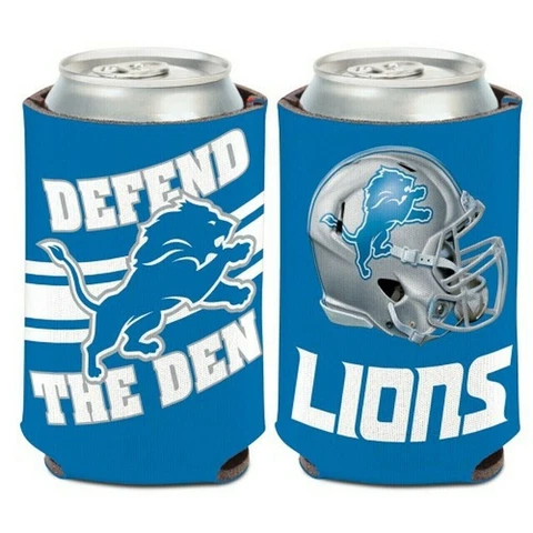 Detroit Lions Slogan Design NFL Can Cooler " DEFEND THE DEN " Cover