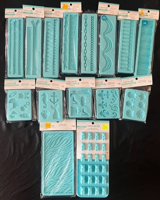 LOTE 15 CELEBRIDADES MOLDE FONDANT AZUL SILICONE BAKEWARE NOVO - Imagem 1 de 4