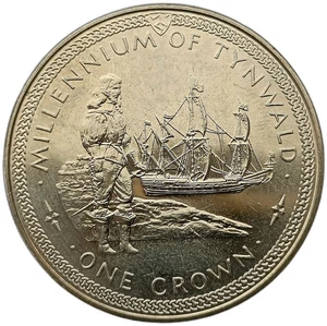 ISLE OF MAN 1 CROWN 1979 TYNWALD - FIGURE AND SAILING SHIP UNC - Picture 1 of 2