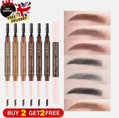 Eyebrow Pencil Brush Fine Brow Double Head Definition Shaper Waterproof Twist Up - Image 1 of 4