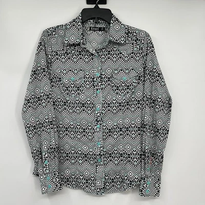 Camisa Cruel Western Para Mujer Talla S Negra Blanca Metal Broches Vaquera Rodeo Azteca Foto 1 de 4