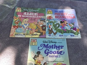 Vtg Walt Disney Read Along Book Lot of 3 Mother Goose Rhymes Mickey & Beanstalk - Picture 1 of 4