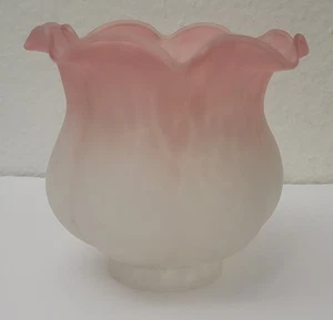 Replacement Glass Tulip Lampshade White With Pink Edging - Picture 1 of 6