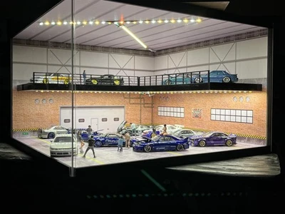 Diorama 1:64 Parking Lot Model LED Lighting Diecast Garage Scene Display Case US - Image 1 of 4