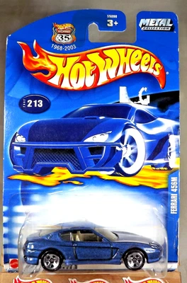 Ferrari 456M 2002 Hot Wheels Mainline/Collector #213 azul oscuro con cromo 5 radios Foto 1 de 4