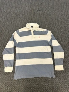 Vintage Polo Ralph Lauren Rugby Shirt Blue Striped Long Sleeve Men Size S - Picture 1 of 10