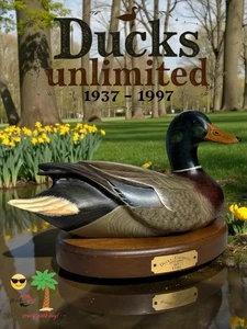 Ducks Unlimited Wood Carved 10/18/25Decoy 60 Years 1937-1997 Limited Edition - Picture 1 of 15