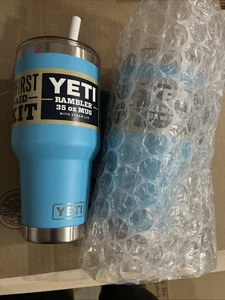 New Two (2) YETI Rambler 35oz Mug with Straw Lid REEF BLUE - Limited Edition - Picture 1 of 2
