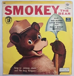 Smokey The Bear Peter Pan 78rpm with Picture Sleeve Get Along Dogie Polly Wolly - Picture 1 of 3
