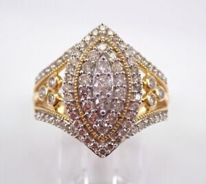 14K Yellow Gold Plated 2.50Ct Round Simulated Diamond Cluster Engagement Ring
