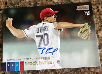 2020 TOPPS STADIUM CLUB RC BROCK BURKE ON CARD AUTOGRAPH ROOKIE TEXAS RANGERS - Image 1 of 2