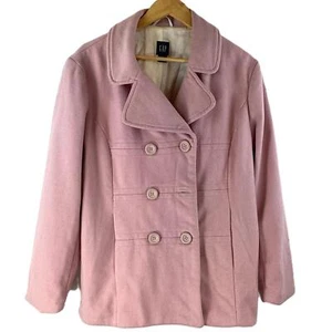 GAP Pastel Pink Virgin Wool Blend Double Breasted Peacoat UK XL - Picture 1 of 4