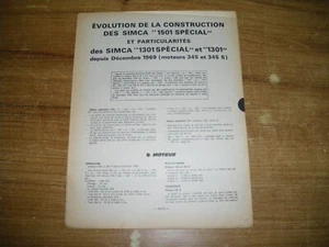 REVUE TECHNIQUE évolution des SIMCA 1501 SPECIAL et PARTICULARITES DES 1301 - Imagen 1 de 1