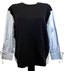 FREE ASSEMBLY LAYERED LOOK Navy/Blue Long Sleeve Blousant Shirt Sz XS - Picture 1 of 10