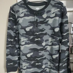 Long Sleeve Shirt grey Camouflage Kids Large 10 12 - Picture 1 of 4