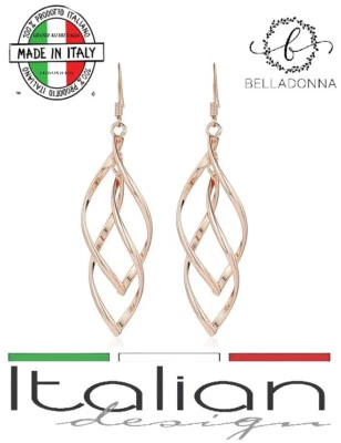Pendientes colgantes italianos de 18 quilates declaración GP .925 plata 50,8 mm oro rosa Foto 1 de 4