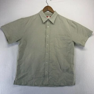 Vintage Unionbay Shirt men's large Green White Seer Sucker Check Boxy Surfer y2k - Picture 1 of 10