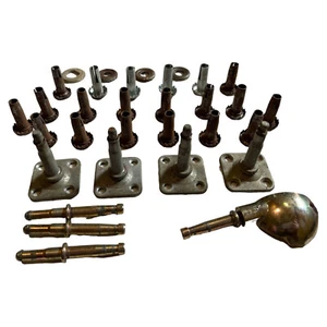 Vintage Lot Caster Wheel Parts Stems Sockets Steel Galvanized - Picture 1 of 8