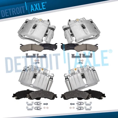 Pinzas de freno delanteras traseras pastillas de freno 8 piezas para Silverado Sierra 1500 Tahoe Yukon Foto 1 de 4