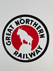 Great Norther Railway rundes Porzellanschild 9 Zoll Reproduktion hergestellt in den USA - Bild 1 von 4