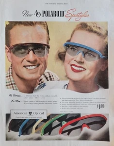 Gafas de sol Polaroid Sportglas vintage 1946 retro anuncio de moda - Imagen 1 de 1