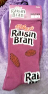 KELLOGG'S RAISIN BRAN Socks Men's Size 6-12  1 Pair  Novelty Socks FREE SHIPPING - Picture 1 of 1