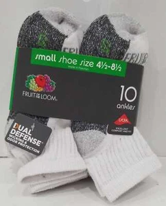 Fruit of the Loom Boys Durable Ankle Socks, 10 Pack, White Size 4.5-8.5 - Picture 1 of 5