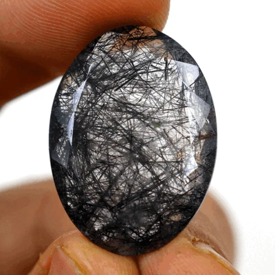 Certified 31.4 Cts Natural Tourmaline Rutile Quartz AAA Grade Oval Cut Gemstone - Image 1 of 4