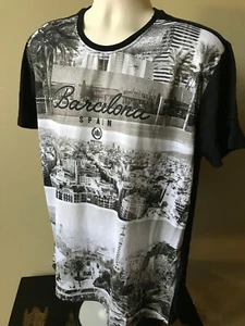 BARCELONA Designs (2XL) Black & White Barcelona SPAIN Front Print T-shirt - Picture 1 of 5