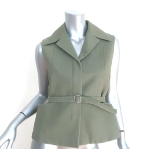 Christian Dior Belted Vest Olive Silk Size 38 - Picture 1 of 9